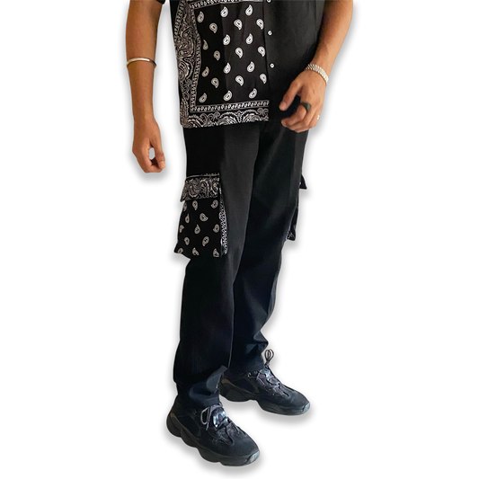 Paisley 6 Pocket Cargo Pants for Men Premium Denim Cotton Utility Trousers