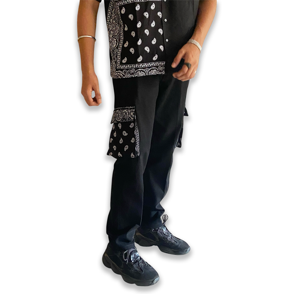 Paisley 6 Pocket Cargo Pants for Men Premium Denim Cotton Utility Trousers