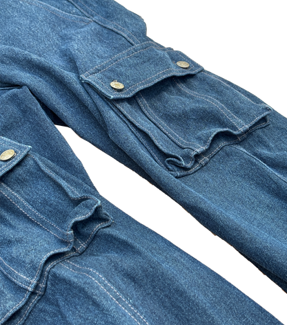 Sailor Dark Blue Six Pockets Denim Cargo Pants